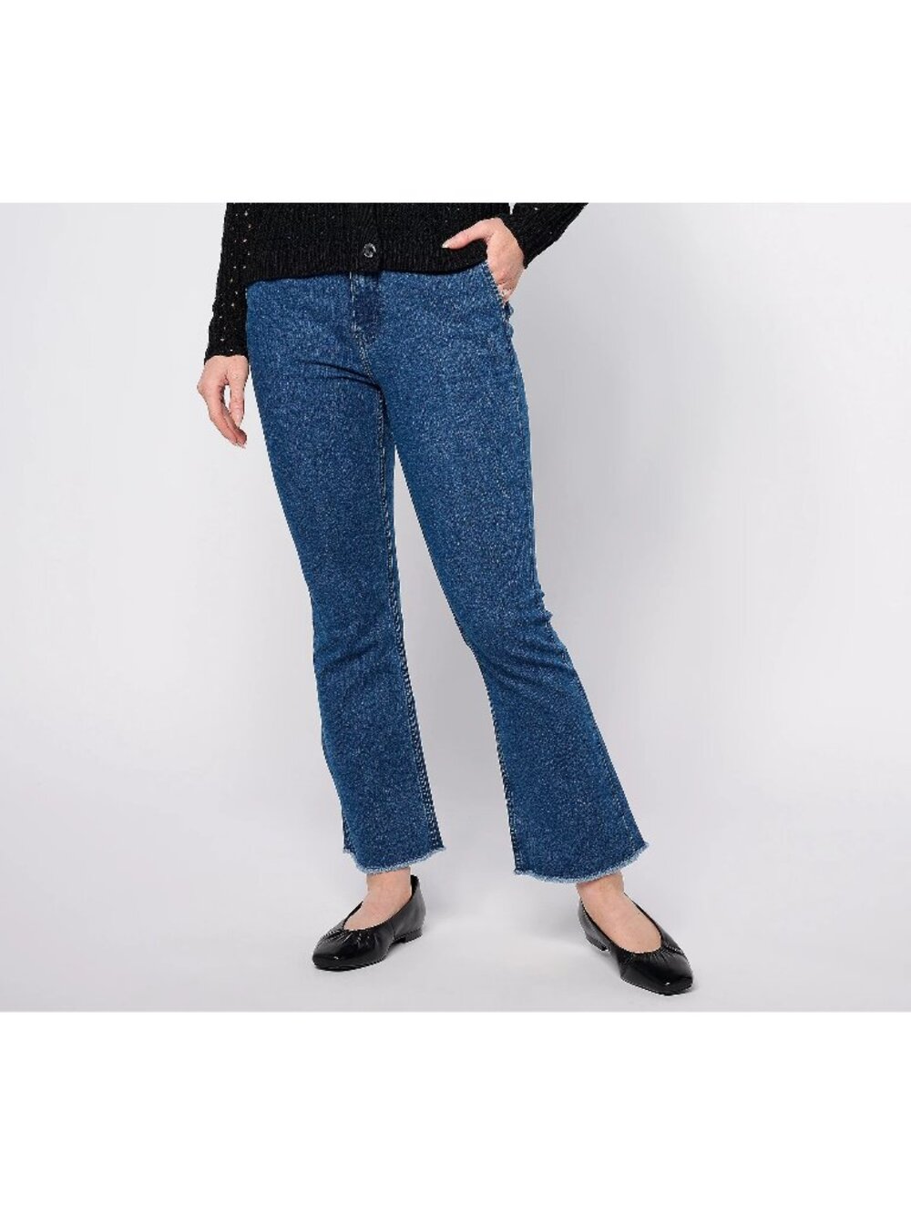 BEAUTIFUL by Lawrence Zarian Jeans Size 12 Regular Ankle Frayed Hem Indigo NEW